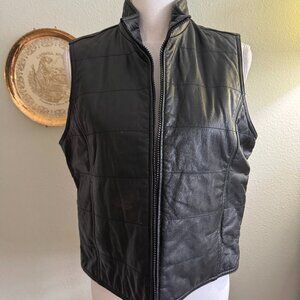 Vintage Gap Black 100% Leather Vest Size Women's Medium